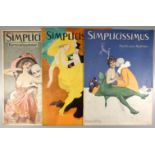 3 unterschiedliche Ausgaben "Simplicissimus Karnevals-Nummer", ohne Jahreszahl, Verlag Albert