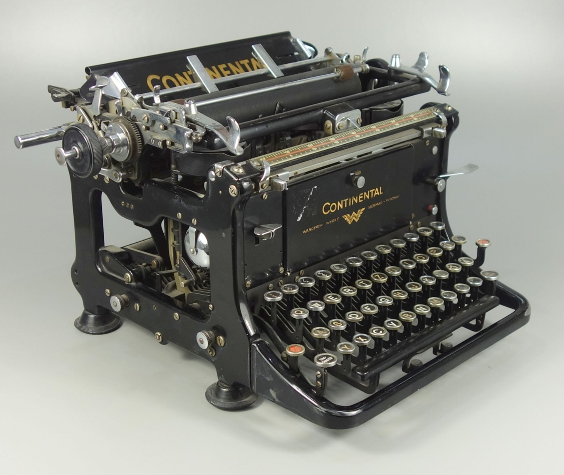 Schreibmaschine Continental, Typenhebelmaschine, Wanderer Werke, um 1920, schwarzer Lack,