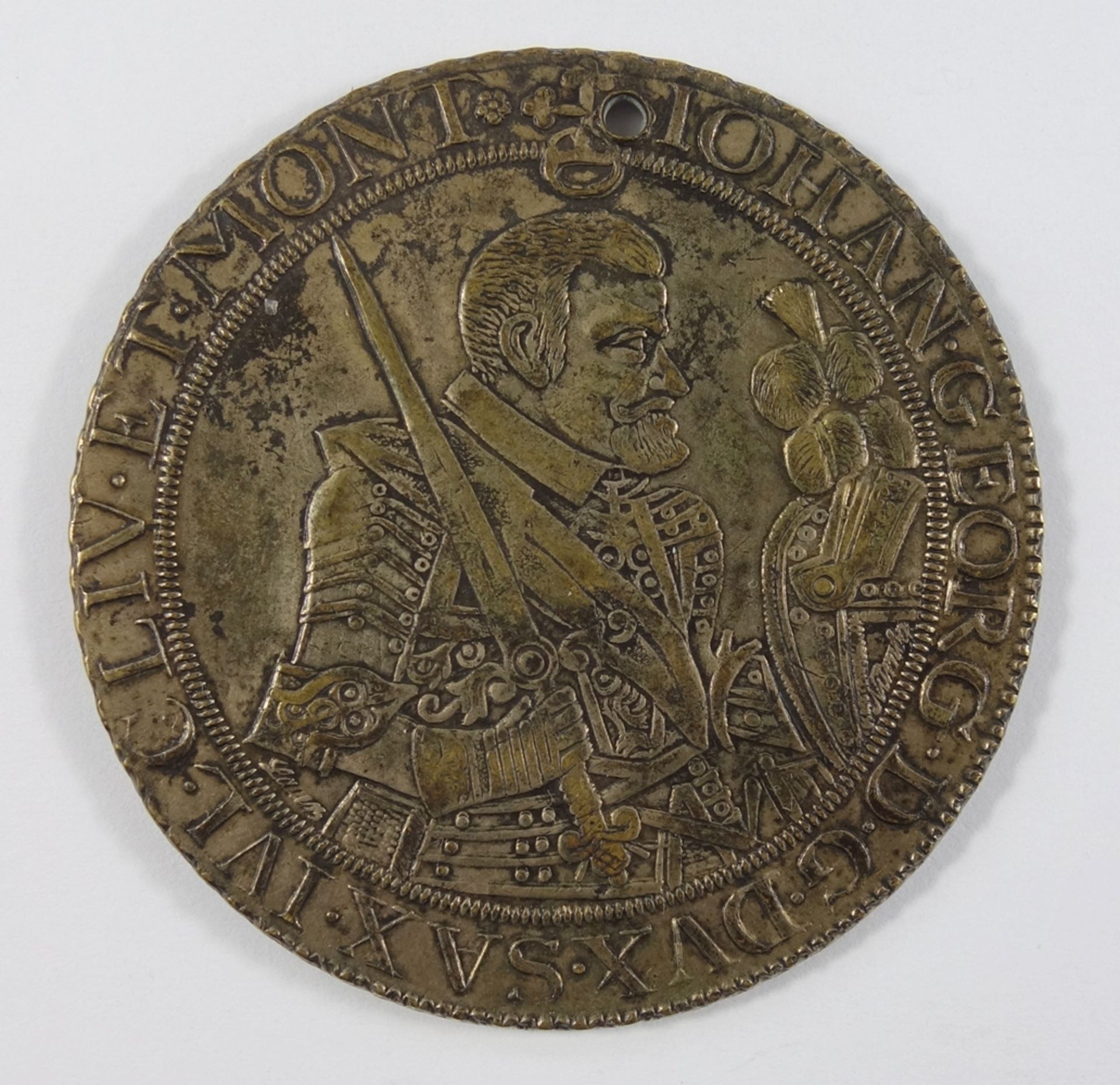 Taler 1655 CM Sachsen-Albertinische Linie Johann Georg I. 1615-1656, D.45mm, obere Bohrung, sonst