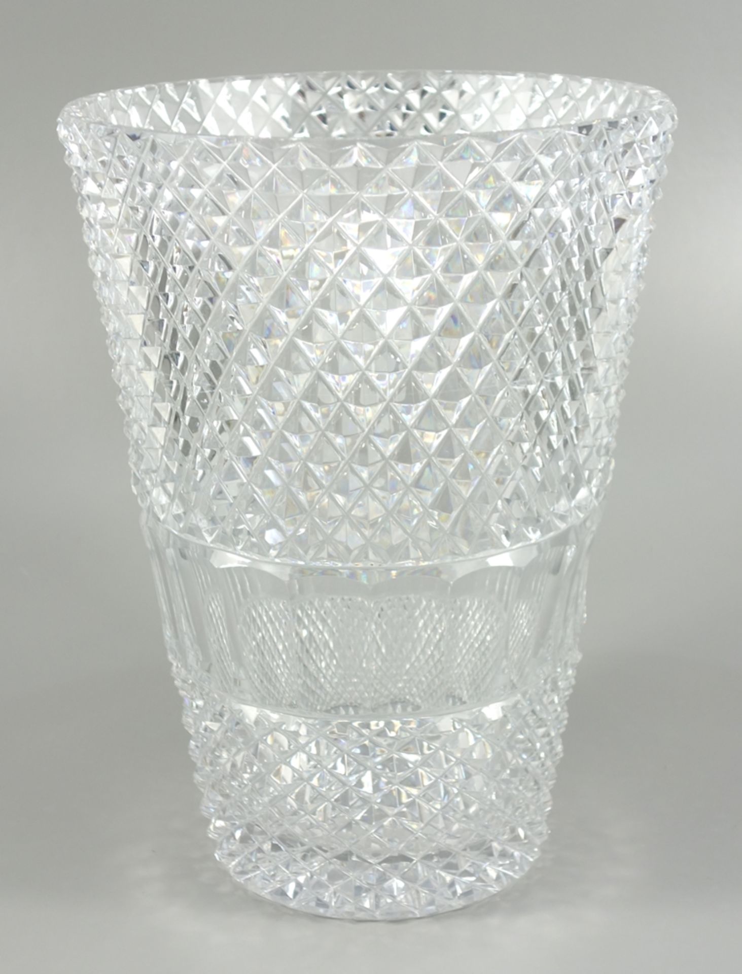 große Kristallvase mit Steinel- und Schälschliff, um 1960/70, H.27cm, oberer D.19,5cm,