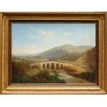 Edouard de Vigne (1808-1866, belgischer Romantiker) "Italienische Landschaft mit Hirten", Öl/Platte,