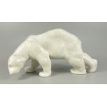 Eisbär, Heubach, Art Déco, um 1920, H.14cm, L.27cm, Craqueléglasur, schreitender Eisbär mit