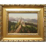 unsigniert, "Schloss Neuschwanstein", Öl/Holz, 1. Hälfte 20. Jahrhundert, HB 18*24,5cm, in