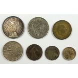 7 Kleinmünzen, Alle Welt, 1. Hälfte 20.Jh., u.a. Kaiserreich, Spanien, Niederlande, Frankreich7