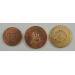 3 Medaillen, DDR: "Vietnam siegt" Deutscher Kulturbund 1970; "1.Zentrale Tagung Numismatik"