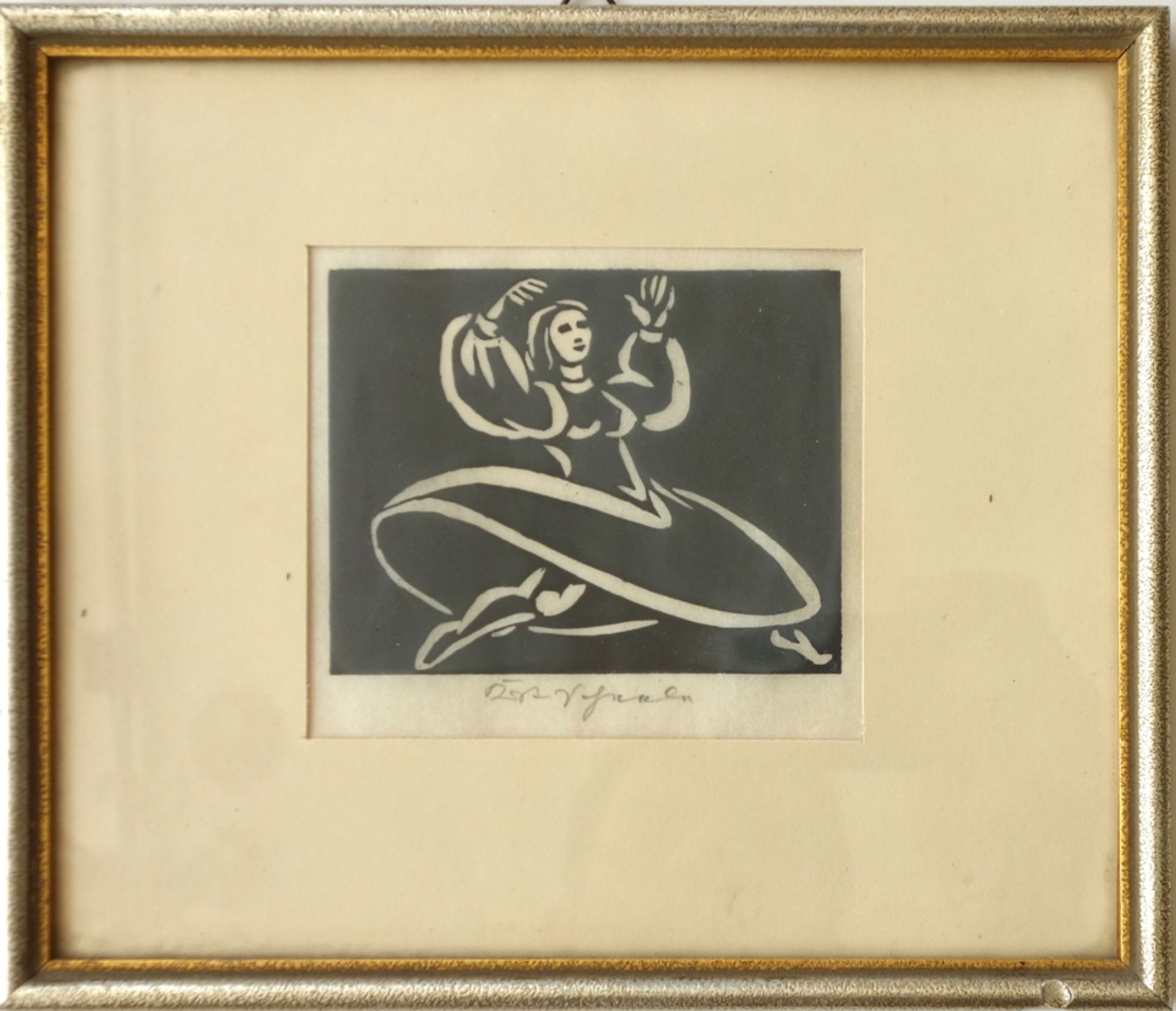 Kurt Scheele (1905, Frankfurt/Main-1944, bei Smolensk), "Tänzerin", um 1930, Holzschnitt, unten - Bild 2 aus 2