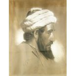 B. Betke "Porträt eines Beduinen", 1860, Kreide/Papier, unten rechts signiert, datiert, Blattmaß H*B