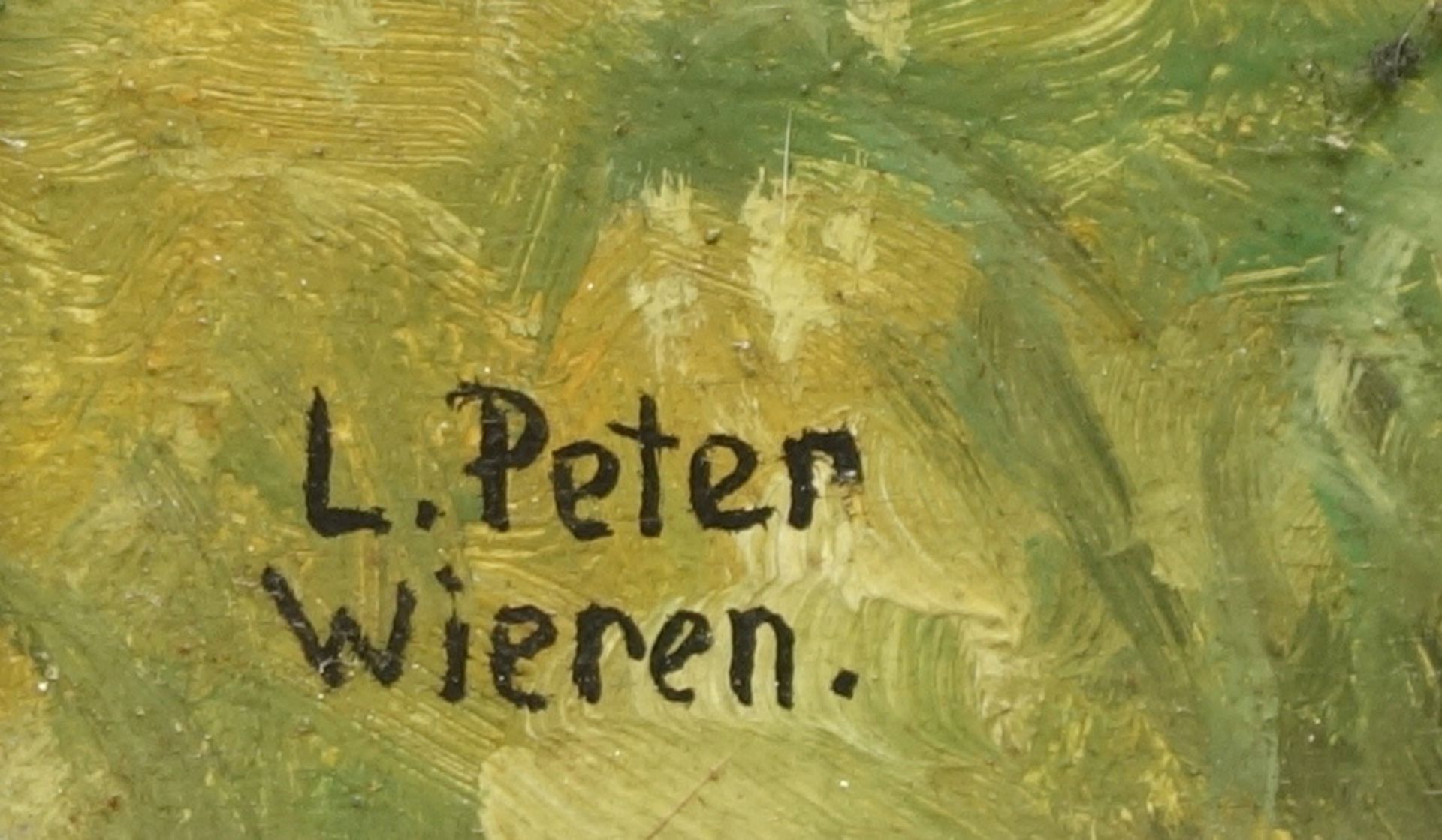 L. Peter (Wieren/Wrestedt), "Flusslandschaft", 1930er Jahre, Öl/Holz, unten links signiert und - Bild 2 aus 2