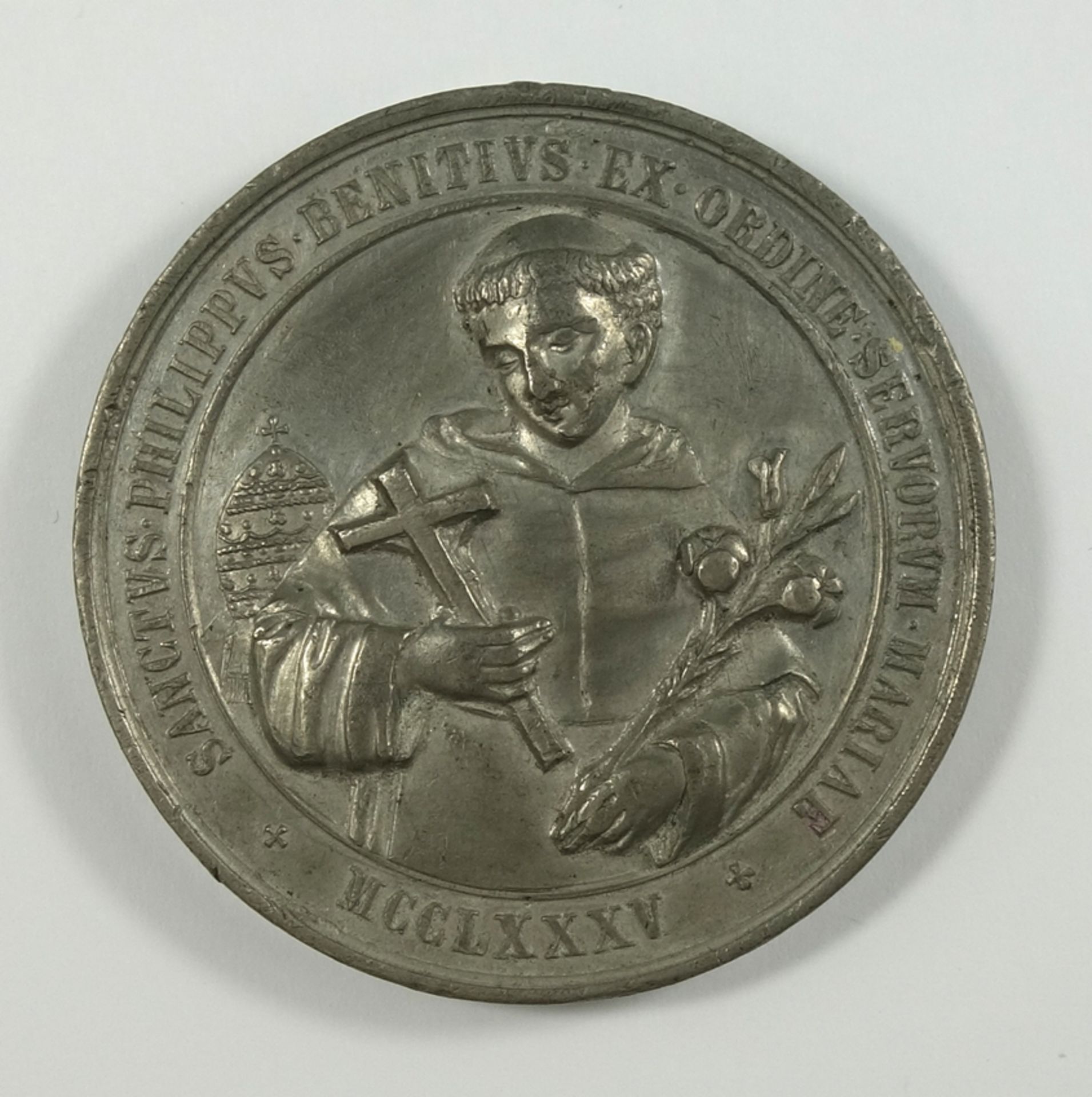 Medaille "Philippus Benitius", 1885, vermutlich Nickel, D.4,4cm