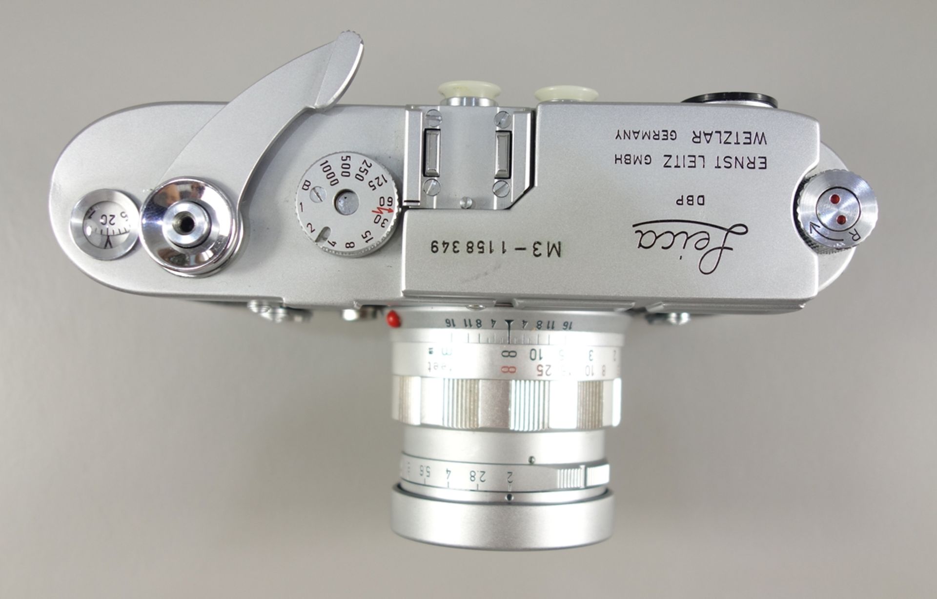 Leica M3, Messsucherkamera, Ernst Leitz Wetzlar, 1966, Serien-Nr. 1158349, mit Objektiv Leitz - Bild 3 aus 5