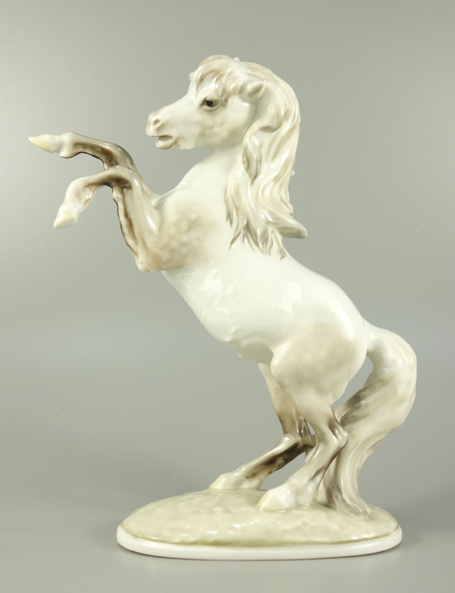 steigendes Pferd, Lorenz Hutschenreuther, Entwurf Fritz Diller, um 1930, H.23,5cm, am Boden