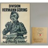 Division Hermann Göring, Broschüre der Deutschen Wehrmacht und Briefausschnitt mit