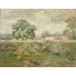 André Colin "Bewölkte Landschaft", Impressionismus, Ende 19./Anfang 20. Jahrhundert, Öl/Platte,