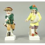 2 Monatsfiguren, April / Stier und November / Schütze, KPM Berlin, Mitte 20.Jh., H.11,2cm und 11,