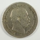 5 Mark 1876, C, Kaiser Wilhelm I, Preussen, 900er Silber, 27,53g, ss