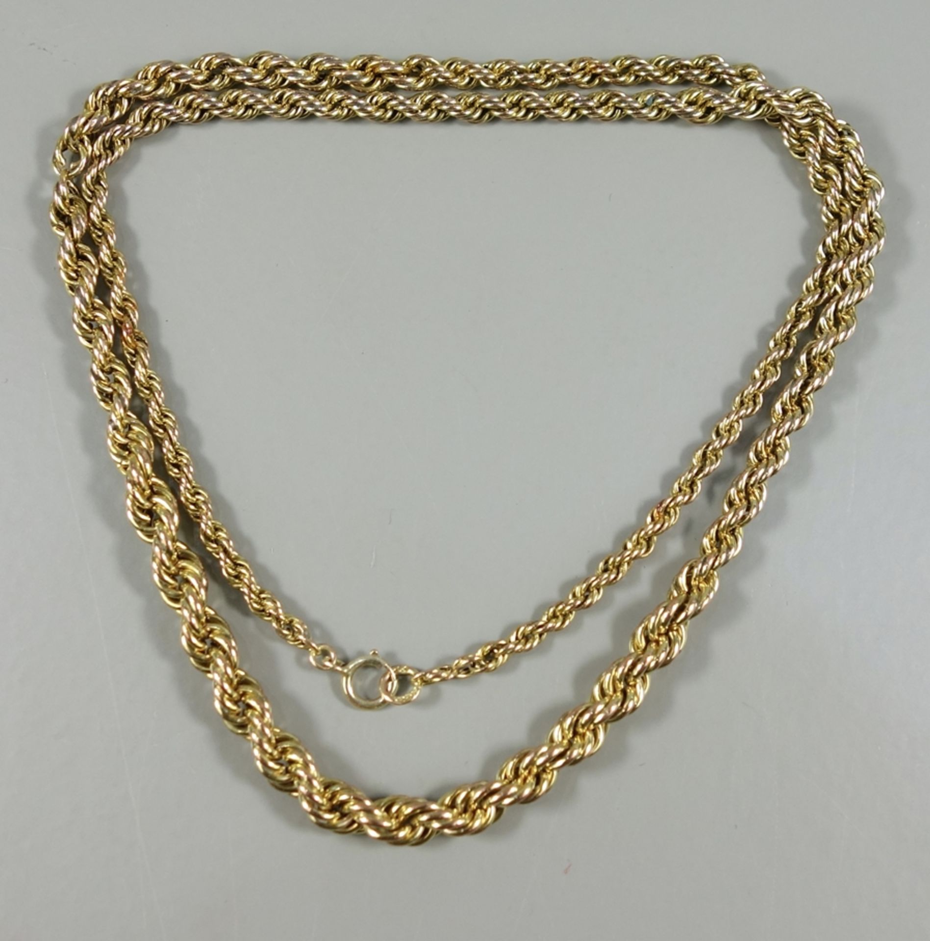 Kordelkette, 333er Gold, Gew.5,6g, verjüngend, Federringverschluss, L.42cm, leicht beschädigtCord - Bild 2 aus 2