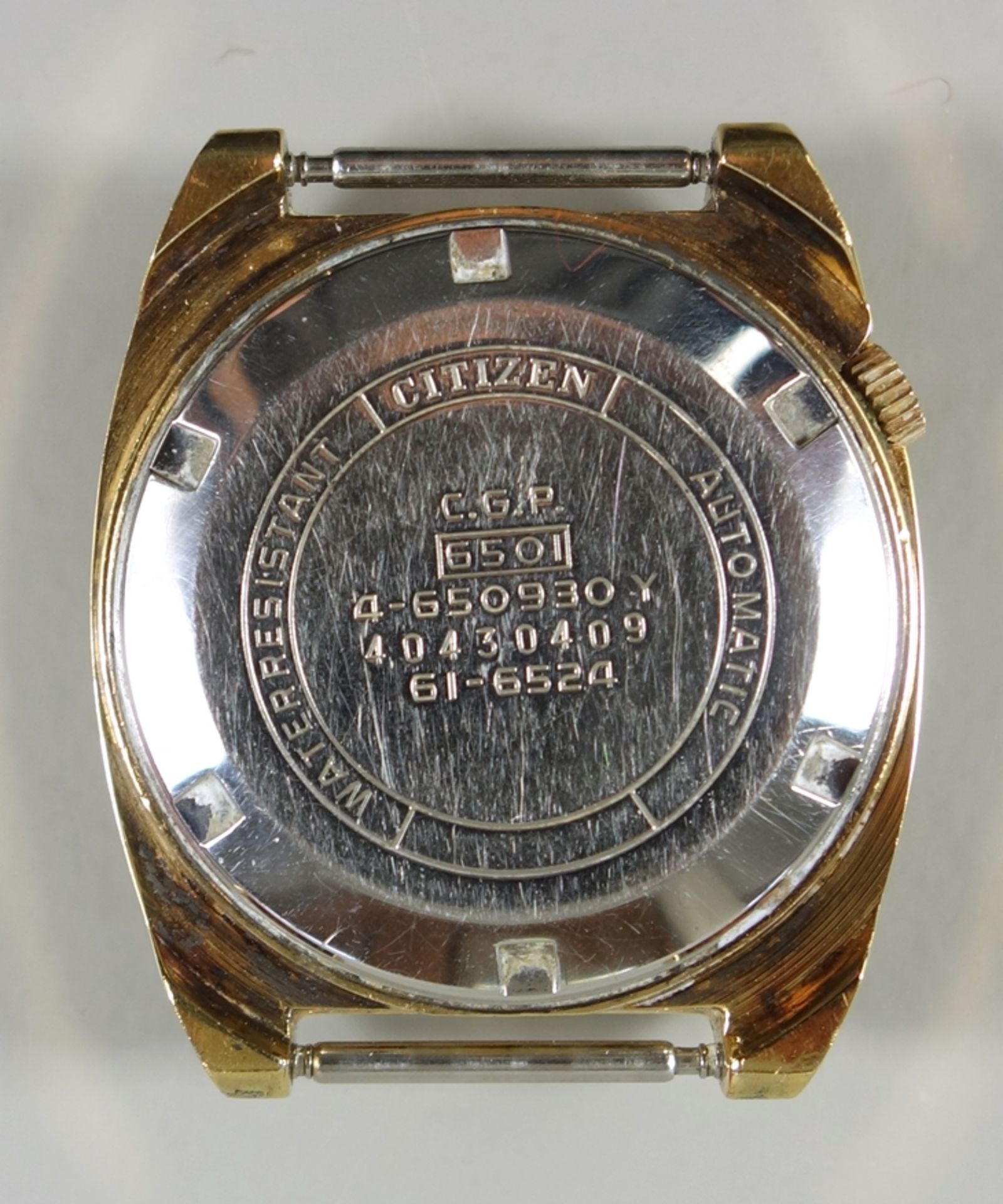 Armbanduhr Citizen Kal. 6501 Automatic, 70er Jahre, vergoldetes Gehäuse, goldenes Zifferblatt mit - Bild 2 aus 3