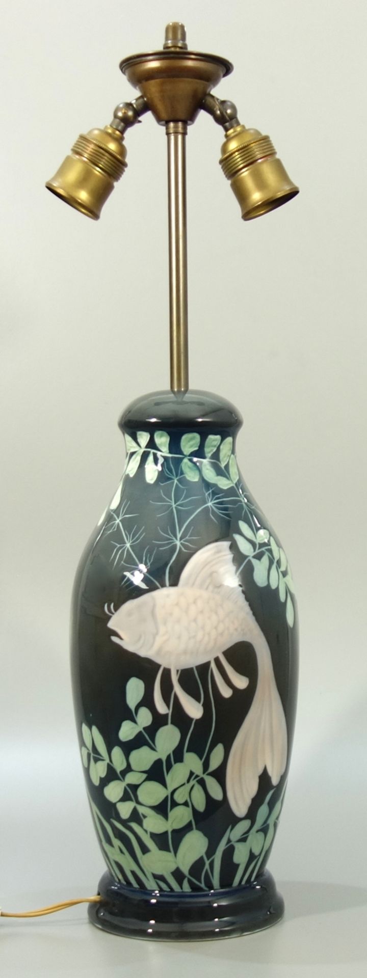 seltene Jugendstil-Tischlampe mit Unterwassermotiv, Rosenthal, um1910, Korpus-H.36cm (ohne