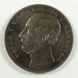 Ein Vereinstaler 1866 B, Georg V, Braunschweig, Königreich Hannover, Silber, Gew.18,52g,