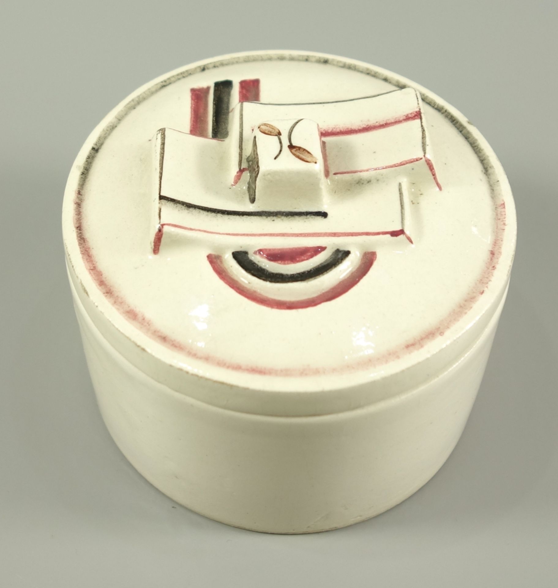 runde Dose, Art Déco, 1930er Jahre, H.6,5cm, D.8cm, Boden und Innendeckel mit blauer Stempelmarke,