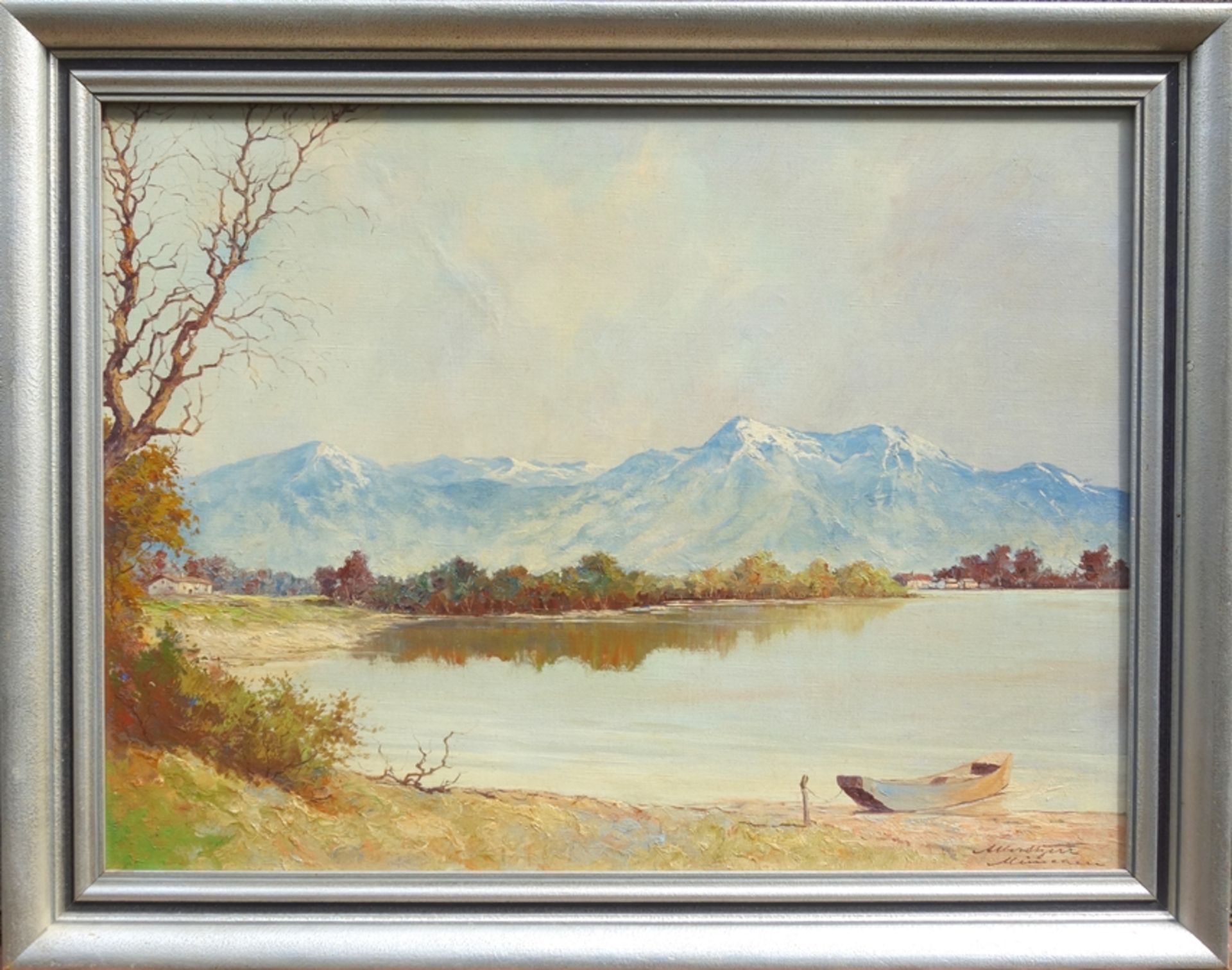 Albert Berr, "Sommerliche Uferlandschaft", um 1935, Öl/Leinwand, unten rechts signiert "Albert