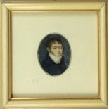 Miniaturmalerei, Herrenporträt, Biedermeier, um 1830/40, H*B mit Rahmen 110,8*10,8cm, Gouache/