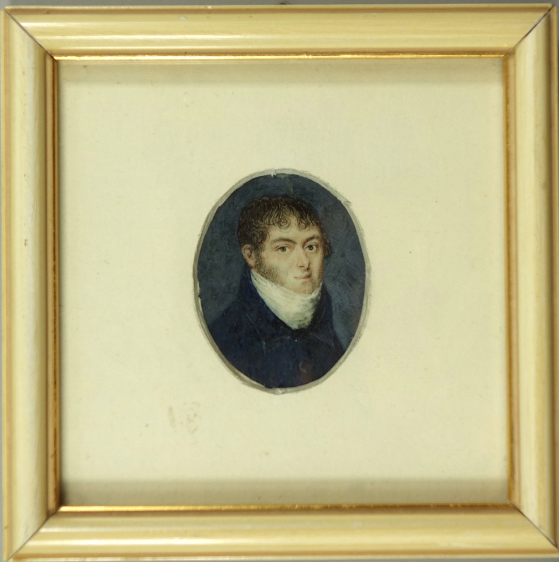 Miniaturmalerei, Herrenporträt, Biedermeier, um 1830/40, H*B mit Rahmen 110,8*10,8cm, Gouache/