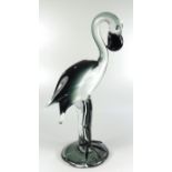 Glasfigur "Flamingo" wohl Seguso, Murano, Italien, 1950/1960er Jahre, H.47cm, Klarglas, teilweise