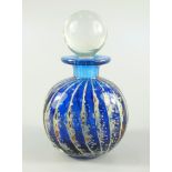 Flacon, MDINA GLASS, Handmade, Malta, 2.Hälfte 20.Jh., H.10cm, am Boden Ritzmarke "Mdina",