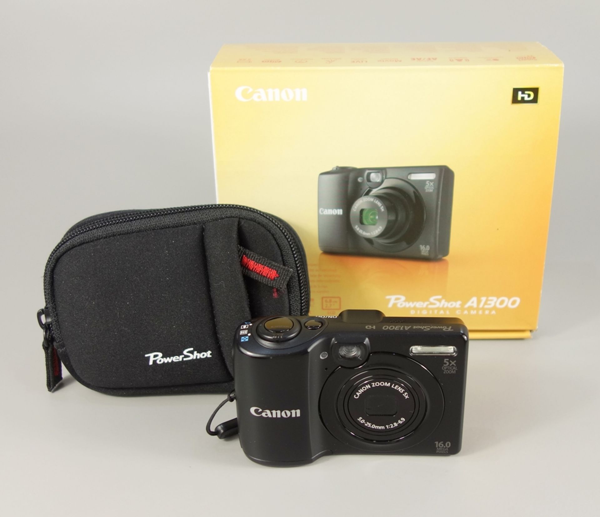 Digitalkamera Canon PowerShot A1300, mit Ladegerät in OVP, inkl. Kameratasche, aus