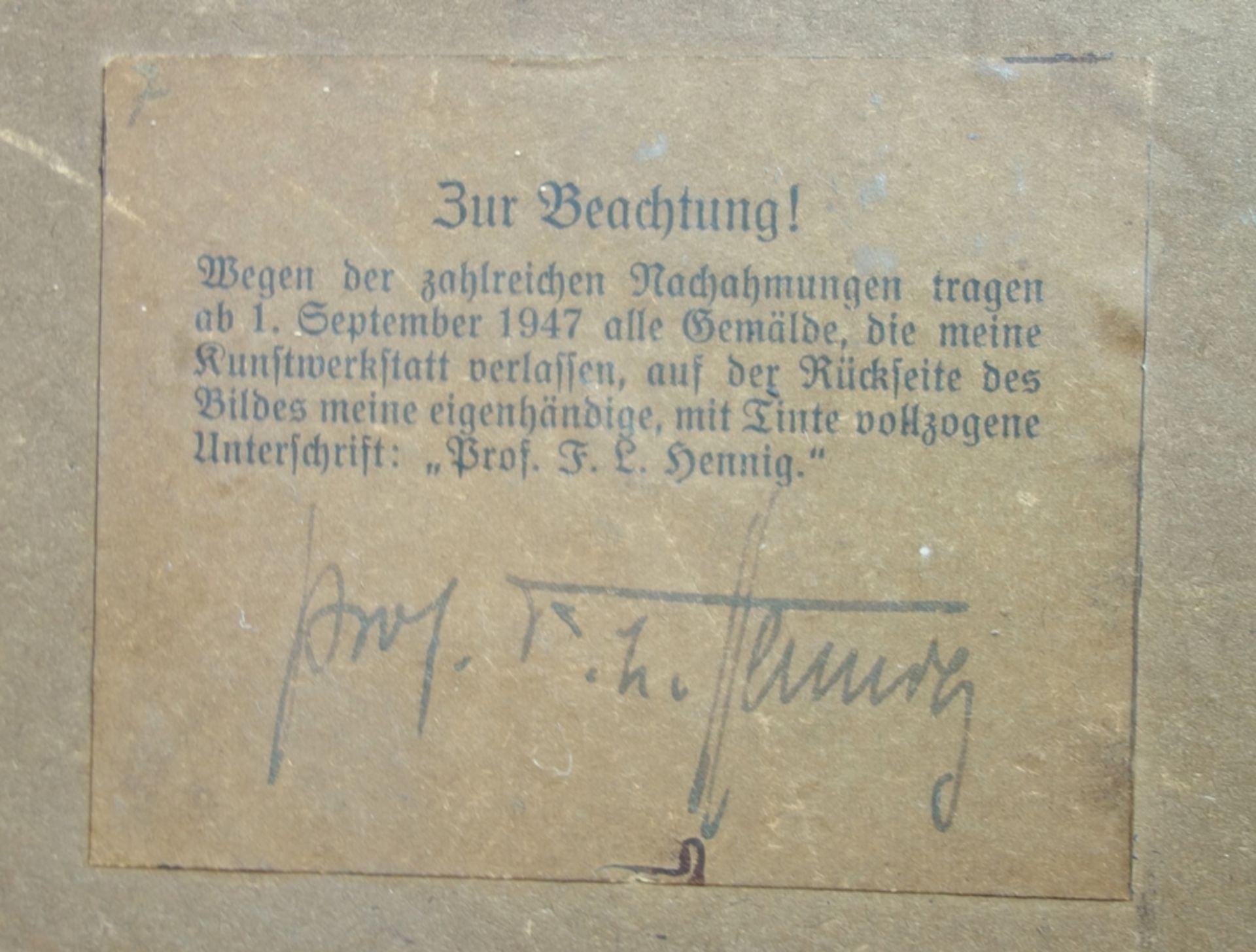 Prof. Fritz Leopold Hennig (1895, Danzig-1951, Dresden) "Stillleben mit Rosen", um 1950, Öl/ - Bild 3 aus 4