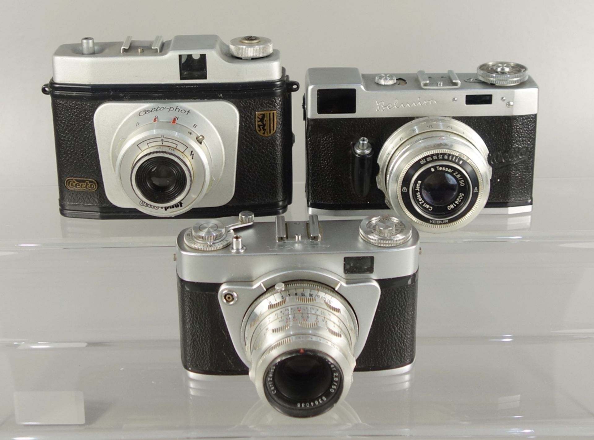 Konvolut mit 3 Sucherkameras: 1*Altissa Altix N, 1* Welta Belmira mit Carl Zeiss Jena Tessar 2.8/