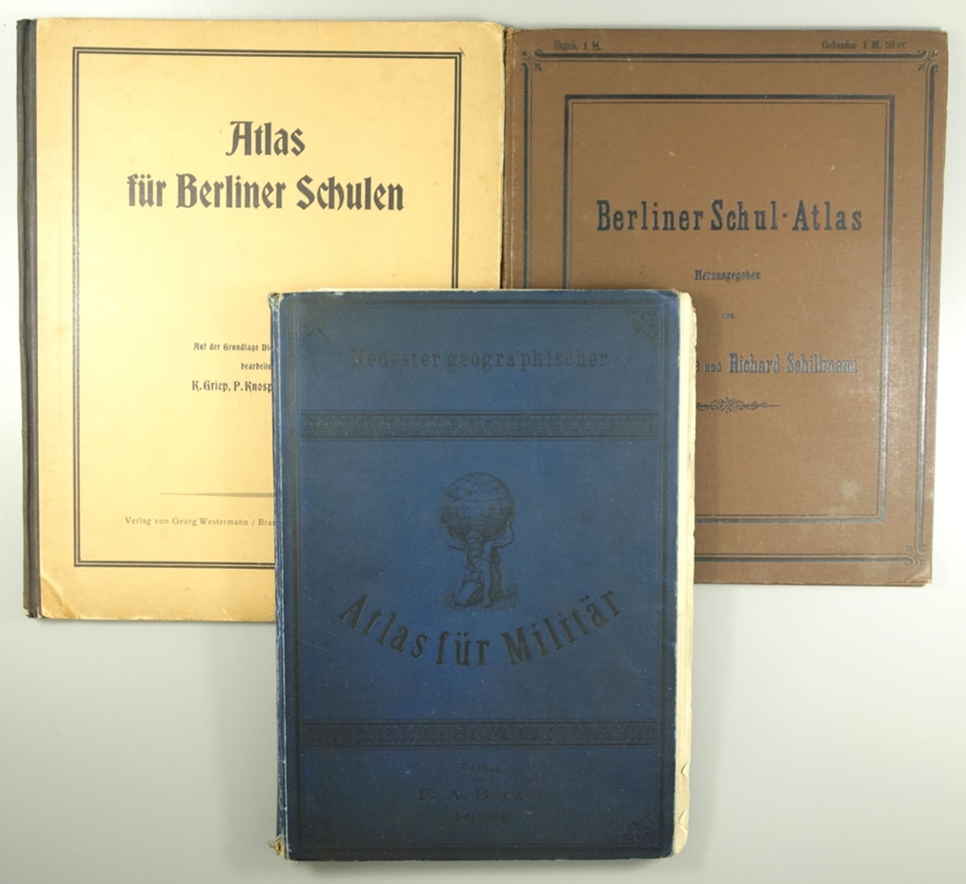 3 Atlanten: Neuester geographischer Atlas für Militär, hrg. Dr.O.Richter, Verlag von F.A.Berger,