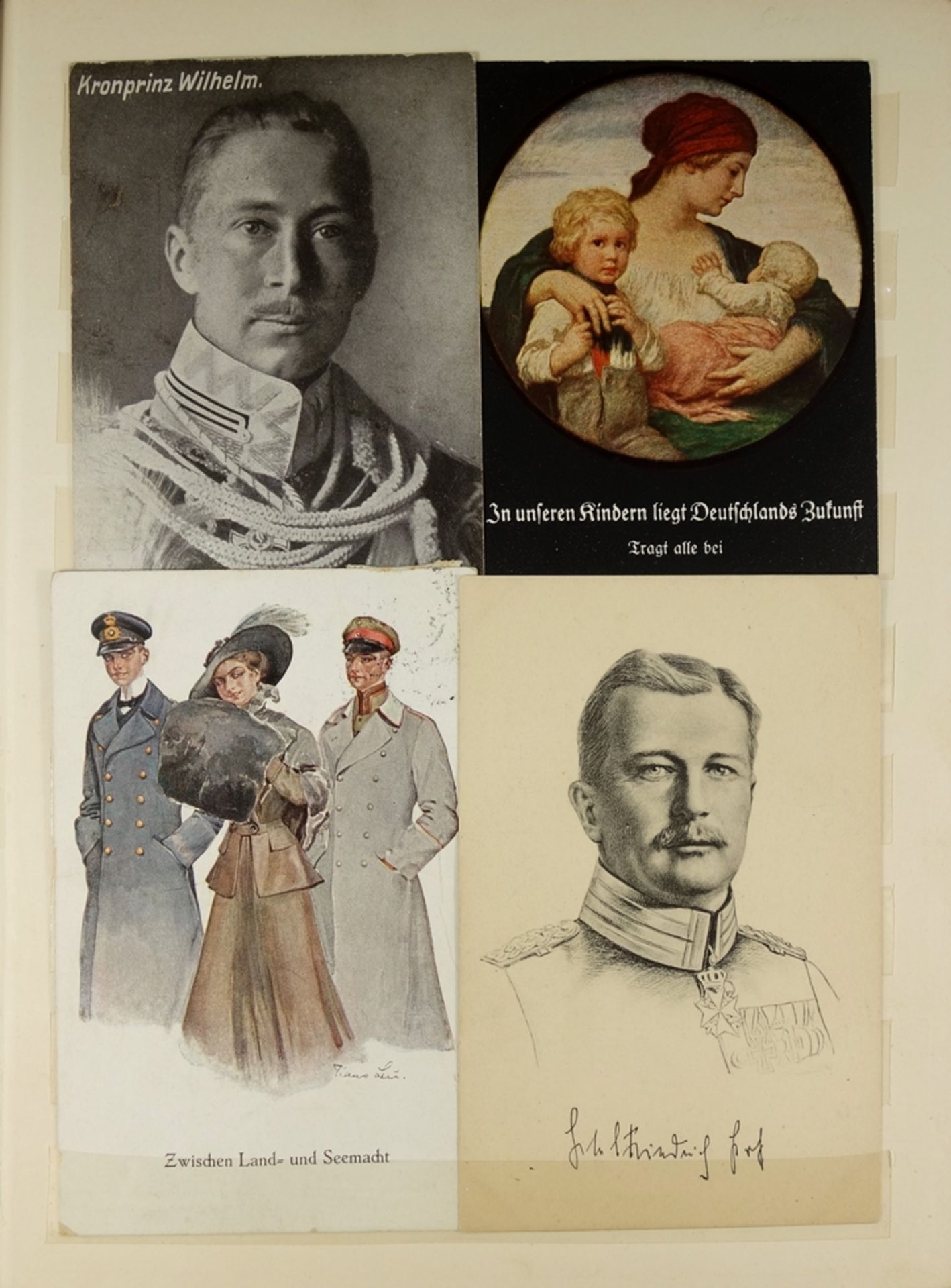 ca. 64 Ansichtskarten, Militär, Adel, Feldpost I.Weltkrieg, 1914-1918, im Steckalbum, überwiegend