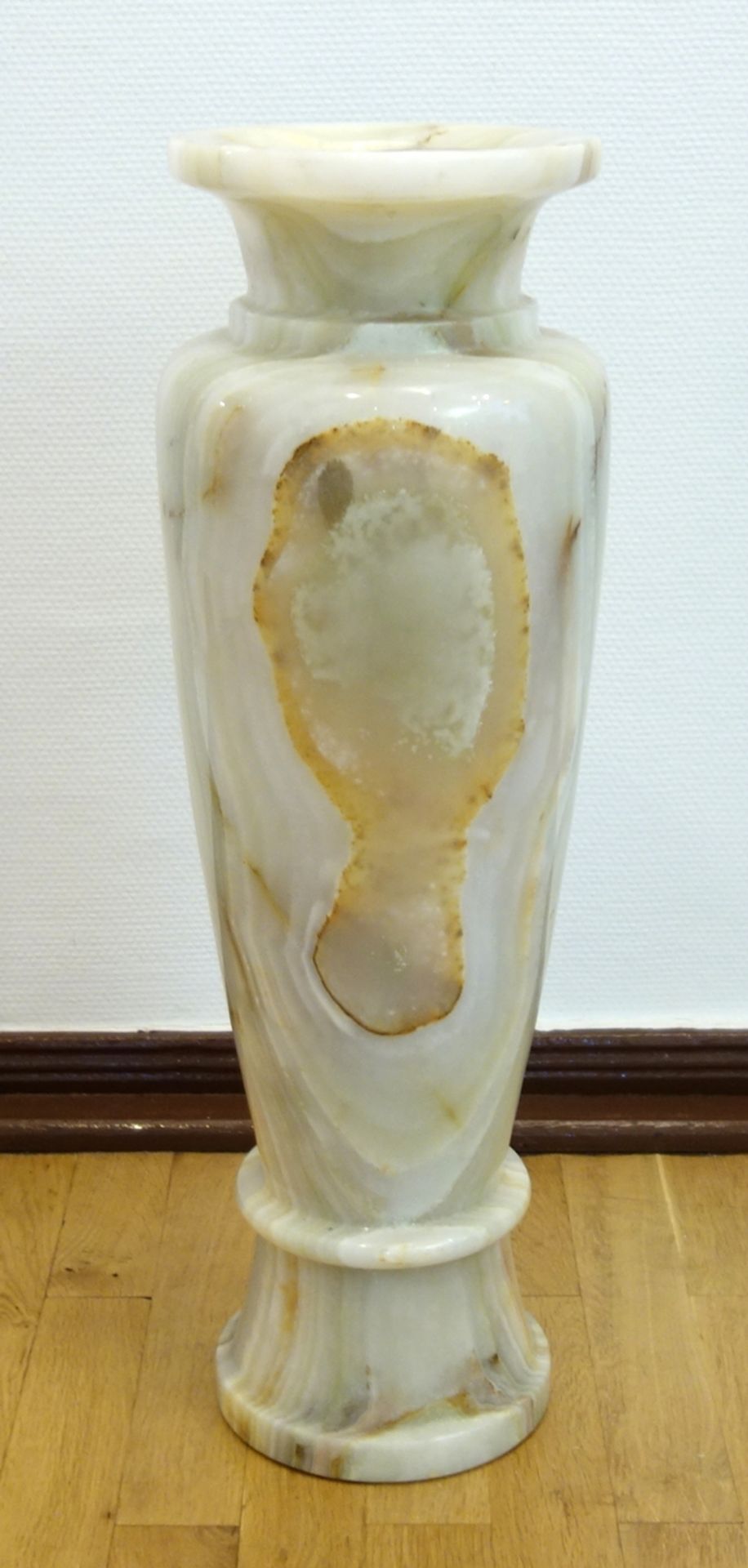 große Onyx-Bodenvase, Gew.43,3kg, H.75cm, Mündungs-D.23cm, passend zu Nr.1000 und 1001 Big onyx - Bild 2 aus 2