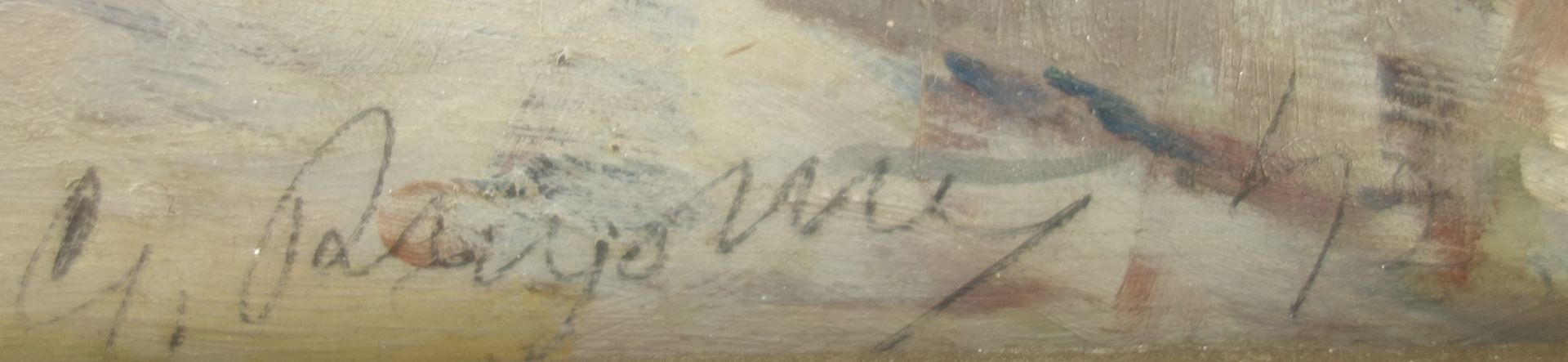 undeutlich signiert, "Italienische Straßenszene", 1942, Öl/Holz, unten rechts signiert und datiert, - Bild 2 aus 3