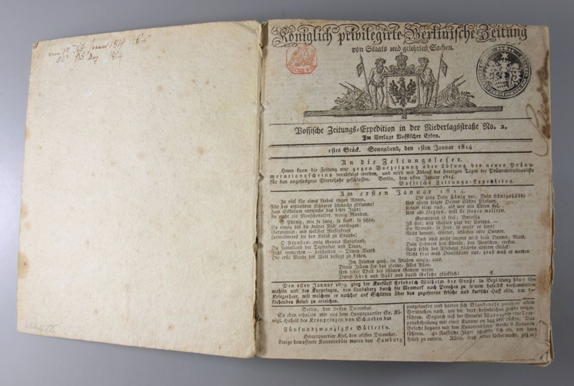 Königlich privilegirte Berlinische Zeitung von Staats und gelehrten Sachen, Januar bis Mai 1814,