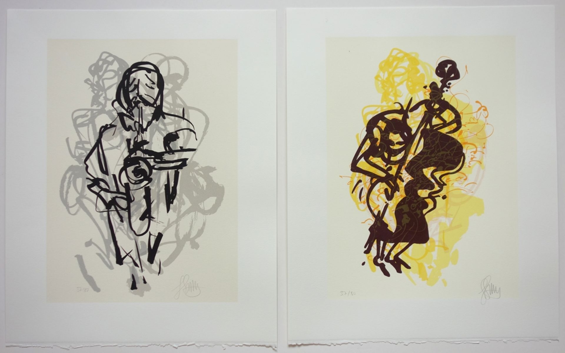 Feliks Büttner (*1940, Merseburg), 4 Original-Siebdrucke aus der Serie "Jazz", 2013, jeweils - Bild 2 aus 3