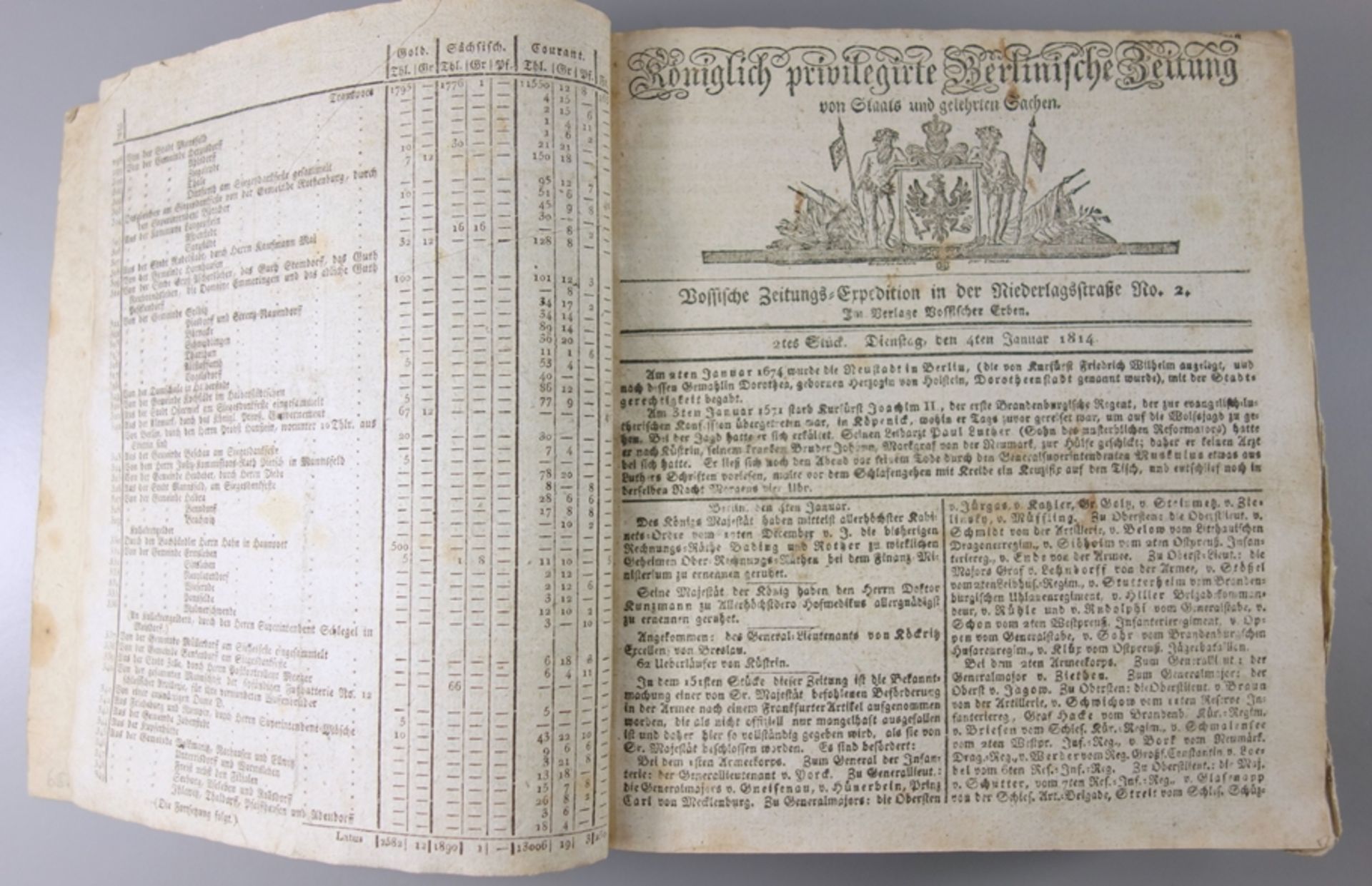 Königlich privilegirte Berlinische Zeitung von Staats und gelehrten Sachen, Januar bis Mai 1814, - Bild 2 aus 3