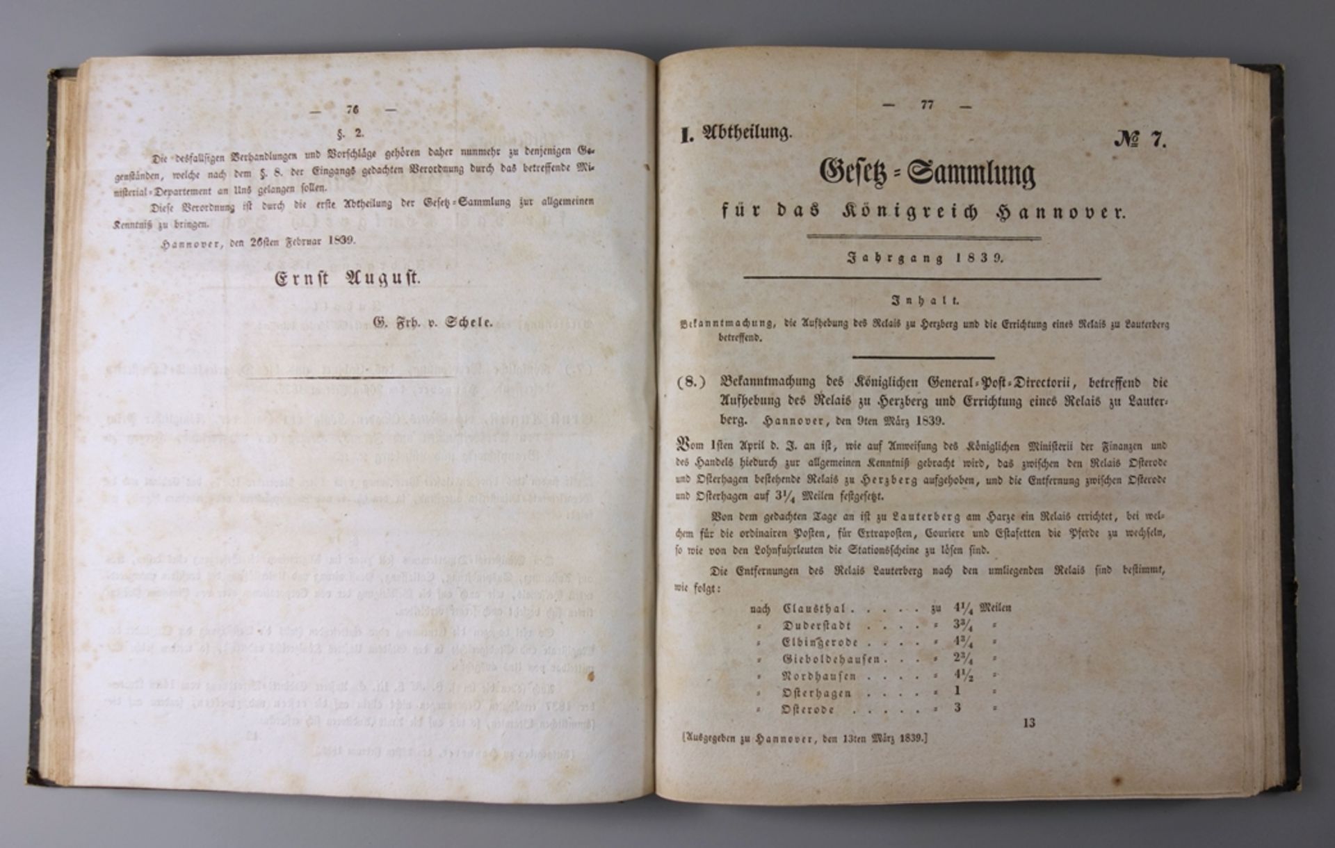 Sammlung der Gesetze, Verordnungen und Ausschreiben für das Königreich Hannover vom Jahre 1839, - Bild 2 aus 3