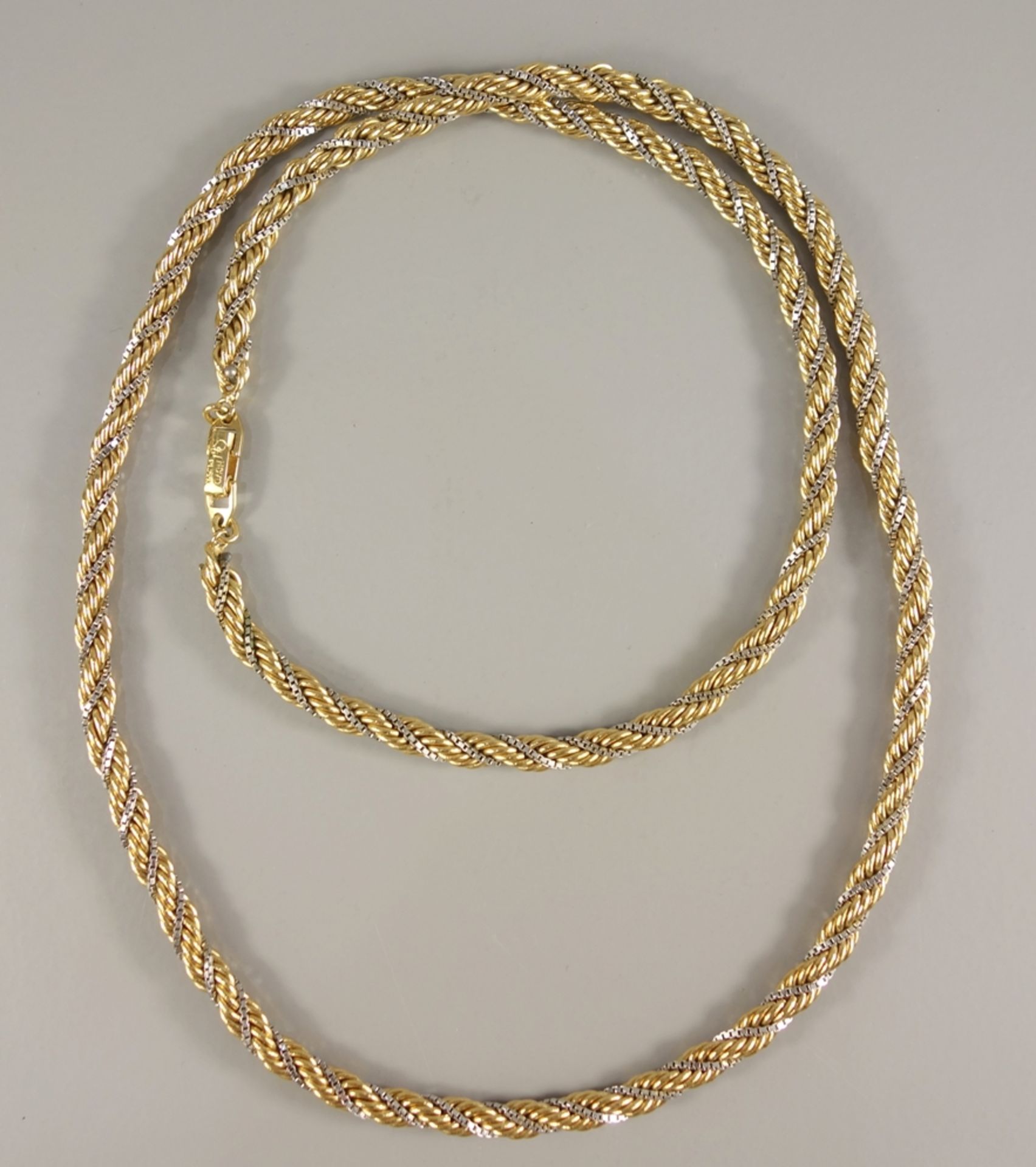 Kordelkette, 22 K (916er Gold) platiniert, L.70cm, Klappschloss, D.ca.0,45cm Cord necklace, 22 K (