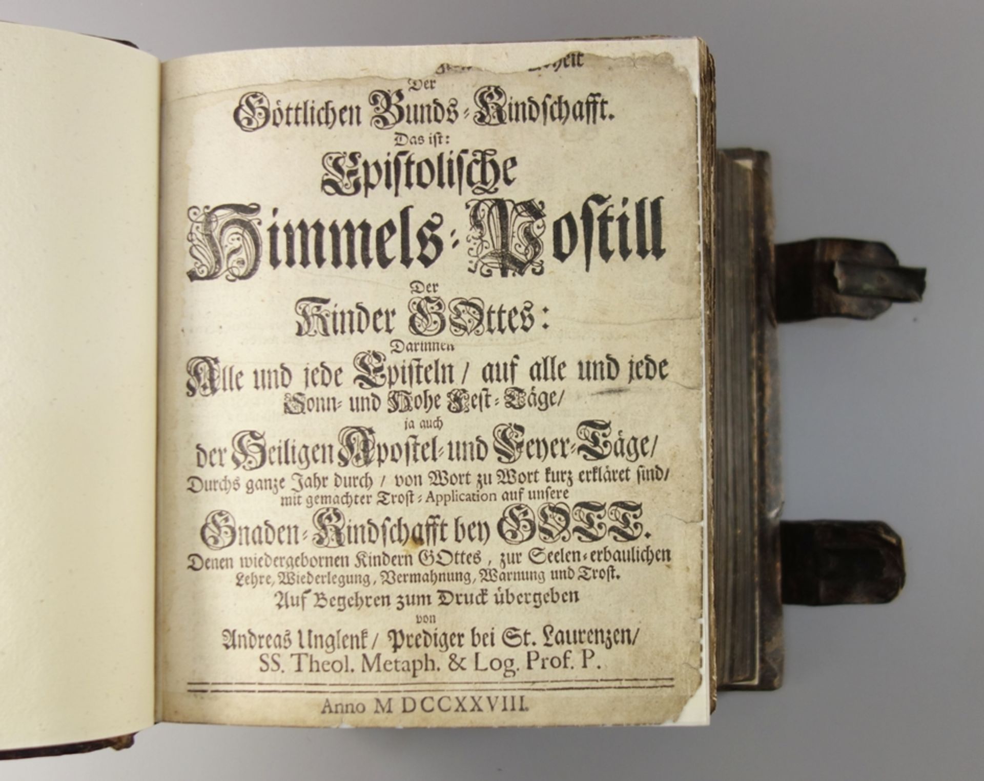 Epistolische Himmels-Postill der Kinder Gottes, 1728, fachmännisch restauriert, "...Auf Begehren - Bild 3 aus 7