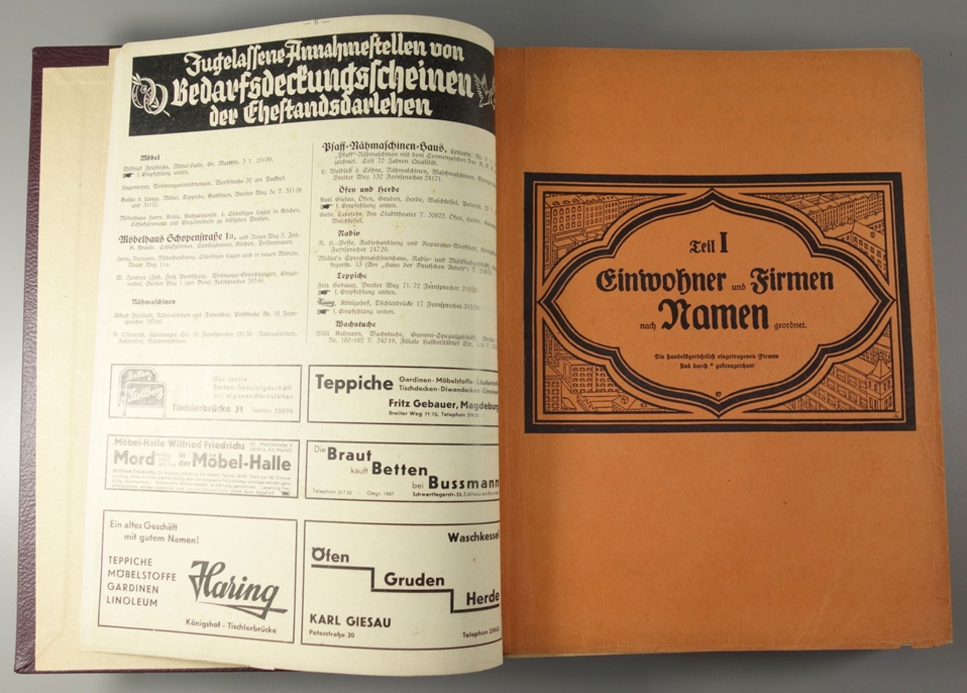 Magdeburger Adreßbuch 1934, Verlag August Scherl, mit Stadtplan, Zust. altersentsprechend 1-2 - Bild 3 aus 3
