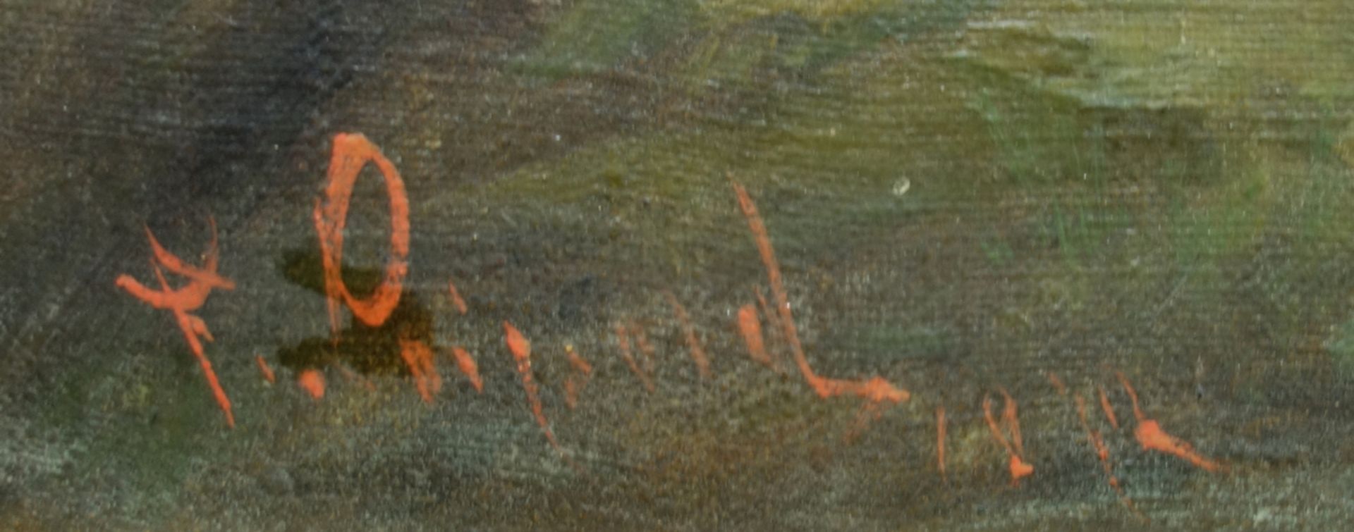 undeutlich signiert, "Burgruine", 19. Jahrhundert, Öl/Leinwand, unten links signiert und datiert, - Image 3 of 3