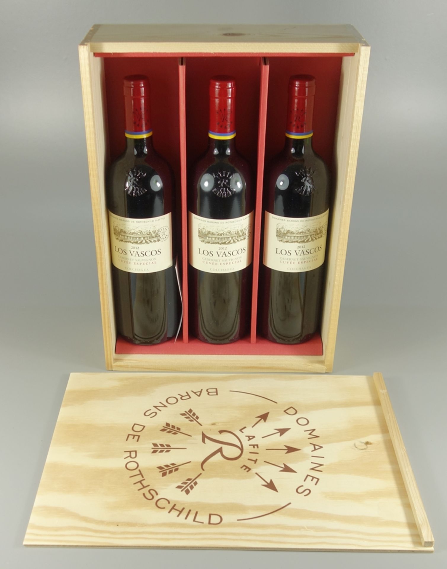 3 Flaschen LOS VASCOS, Domaines Barons de Rothschild (Lafite), 2012, Cabernet Sauvignon Cuvée