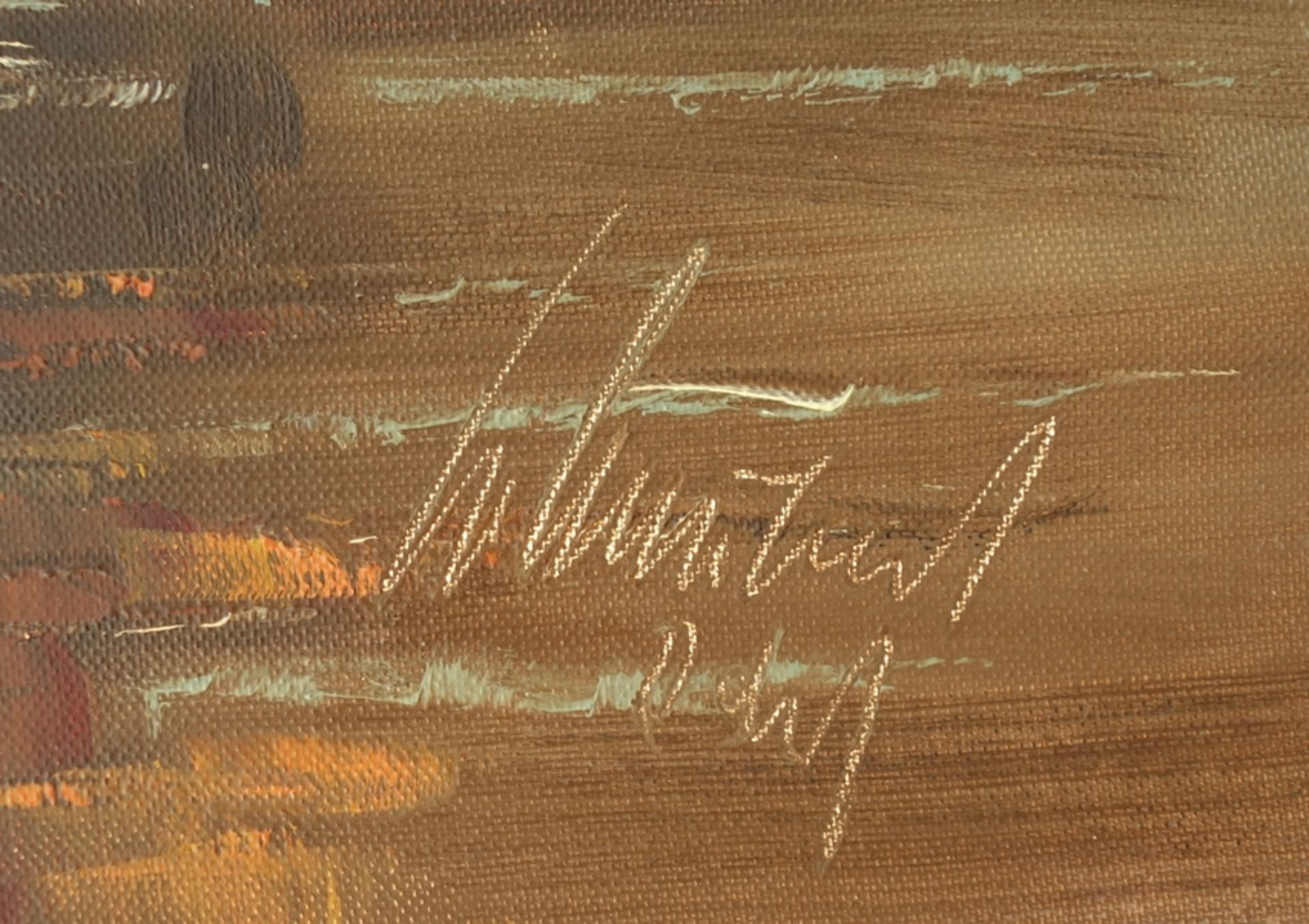 Willy Schubert, "Segelboote bei Sonnenuntergang", spätes 20. Jh., Öl/Leinwand, unten rechts - Image 2 of 2