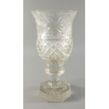 Pokal, wohl Neuwelt, um 1830, farbloses Kristallglas, geschliffen und geblänkt, polygonaler Stand,