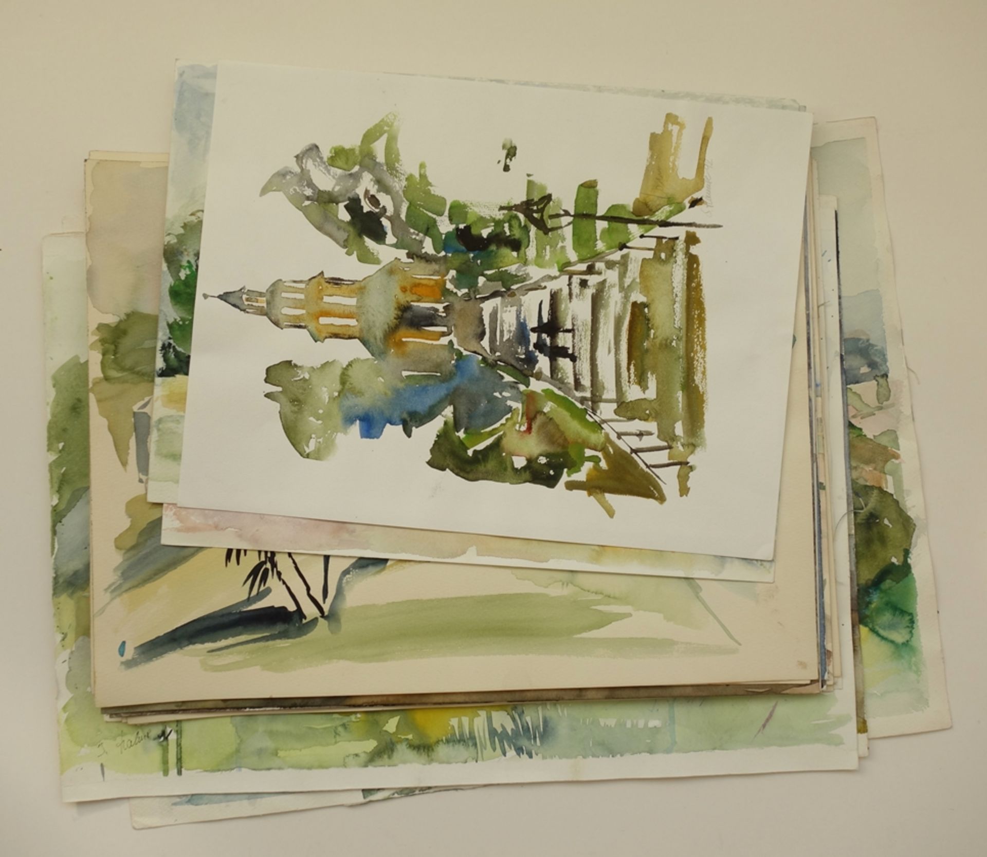 Sigrid Hannse, Mappe mit ca. 18 Aquarellen, 1990er Jahre, meist signiert und datiert, darunter - Bild 2 aus 5