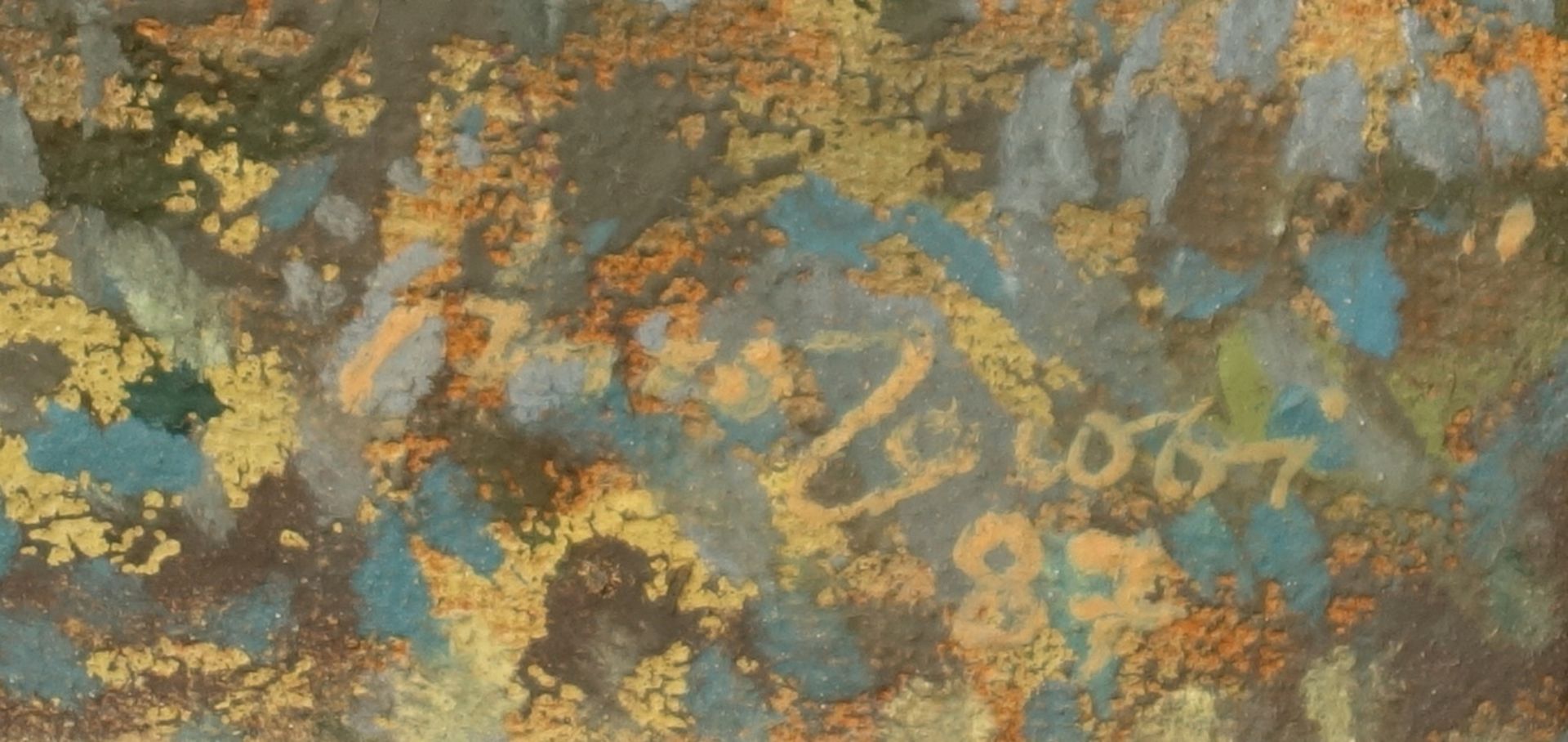 undeutlich signiert, "Feldweg mit Bäumen", 1987, Tempera/Hartfaser, unten rechts signiert und - Bild 3 aus 3