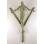 Anton Nagel / Trier, Kruzifix, Bronze, um 1930, signiert "A.NAGEL, TRIER", grün patiniert, Gew.4,